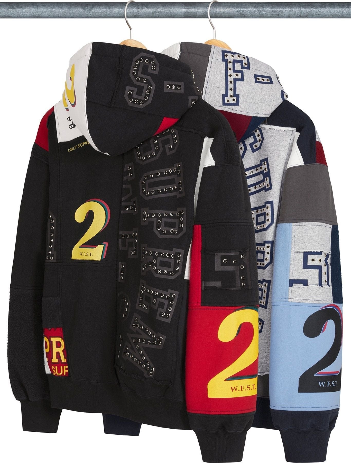 Patchwork Zip Up Hooded Sweatshirt